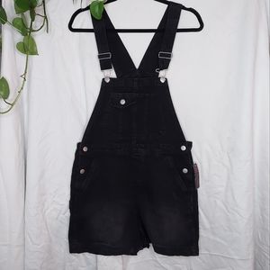 NWT Black Denim Overall Shorts